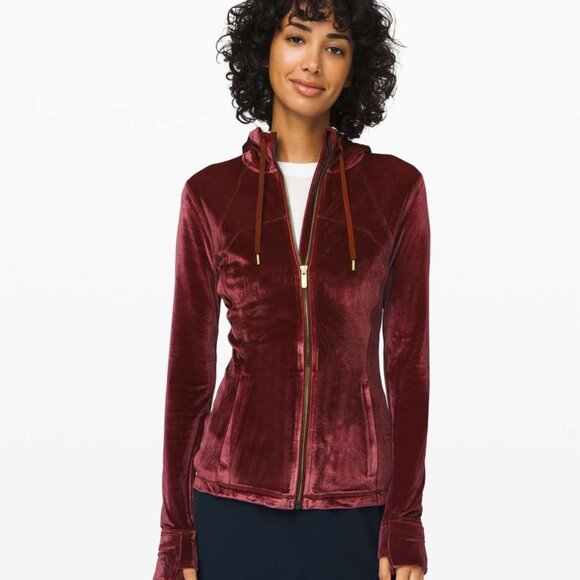 lululemon Jackets & Blazers - Lululemon Define Hooded Jacket *Velvet with Rare gold accents Garnet
